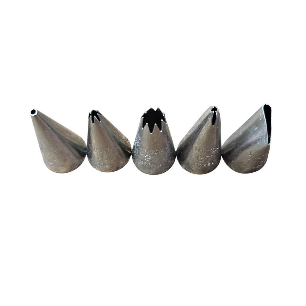Wilton Vintage Icing Piping Tips Set of 5 Korea Stainless Steel 3 16 21 67‎ 104